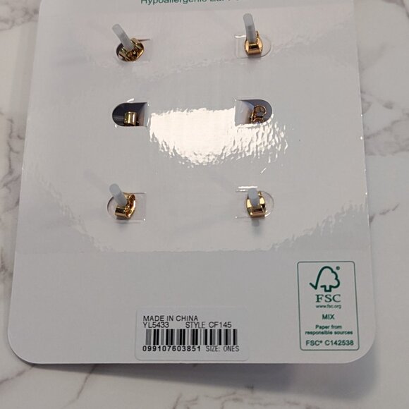 J.Crew Round Cubic Zirconia Earrings Set-of-Three - Picture 5 of 6